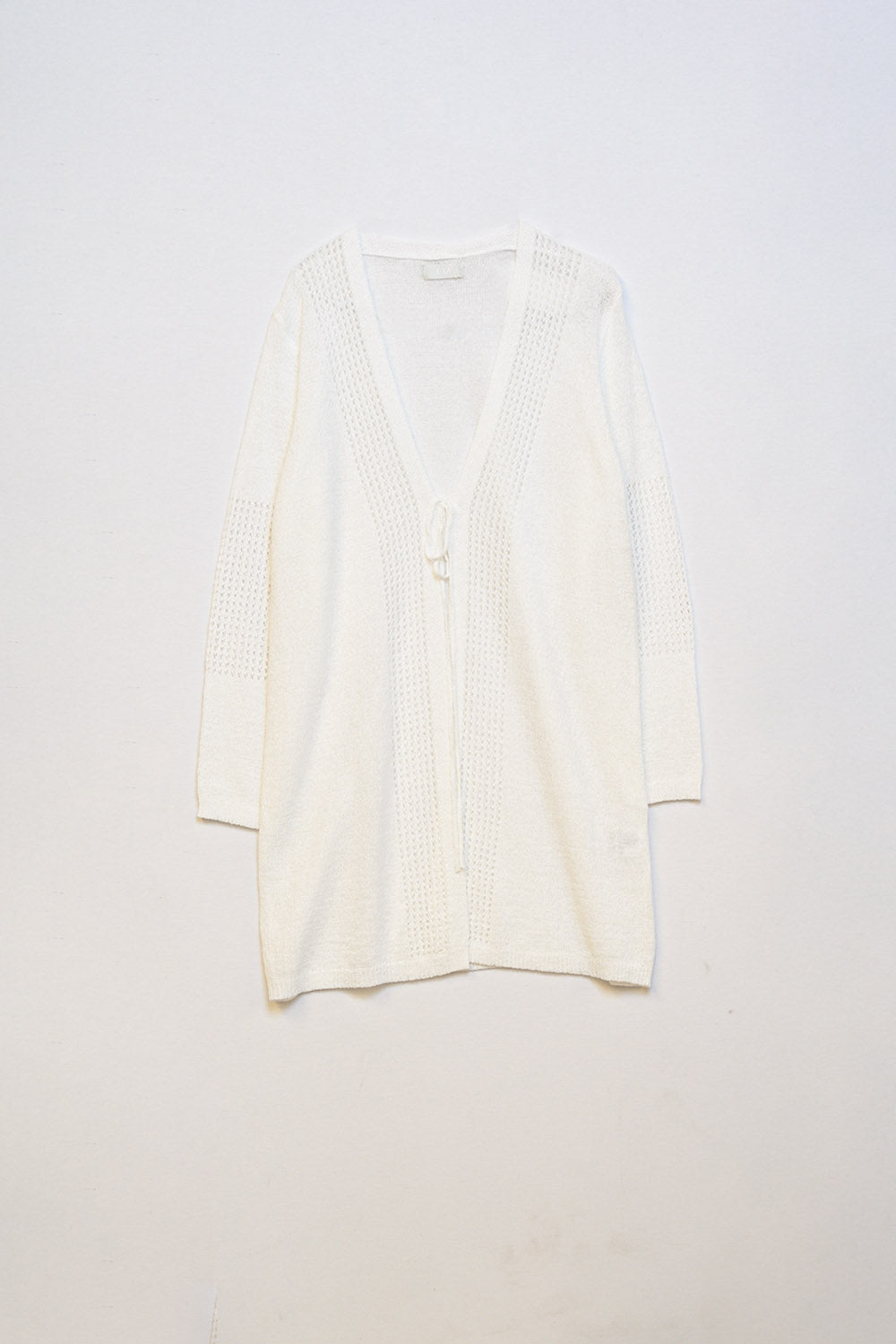 Cardigan de crochê midi com cordão ajustável em Branco