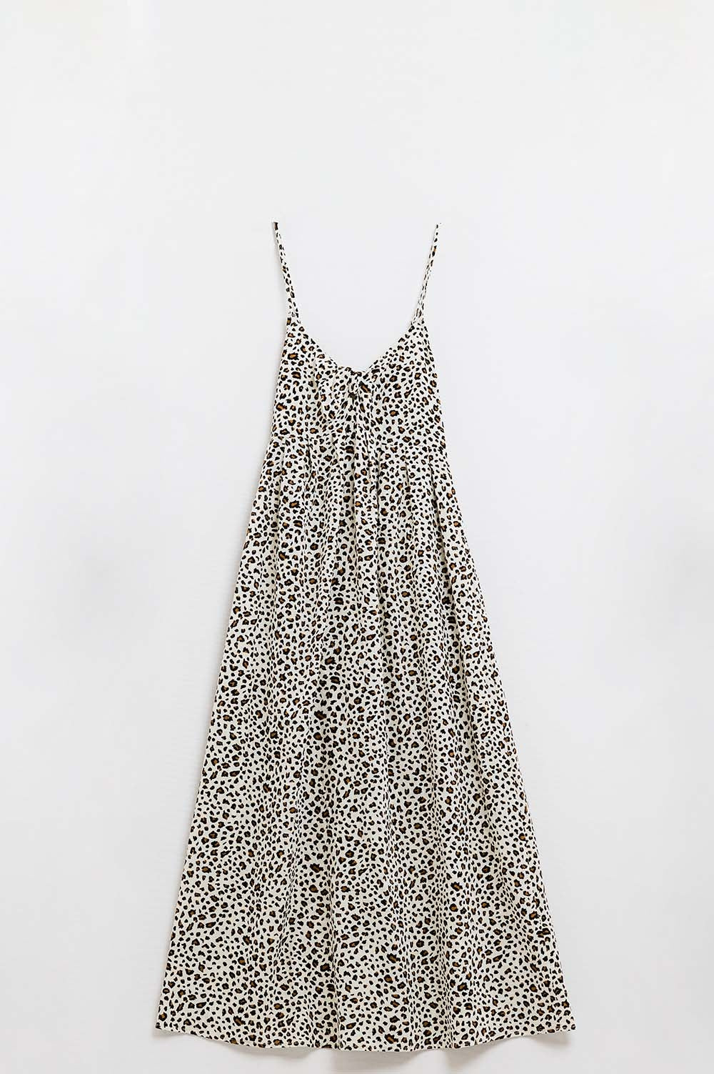 Vestido maxi estampado leopardo com pormenor de nó