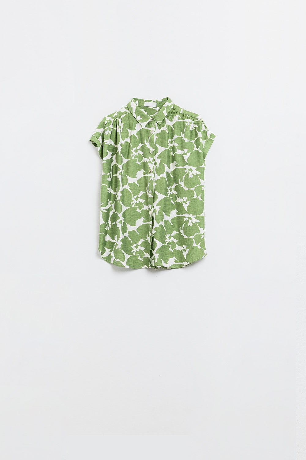 Camisa relaxada com estampado floral em verde