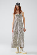 Vestido maxi estampado leopardo com pormenor de nó