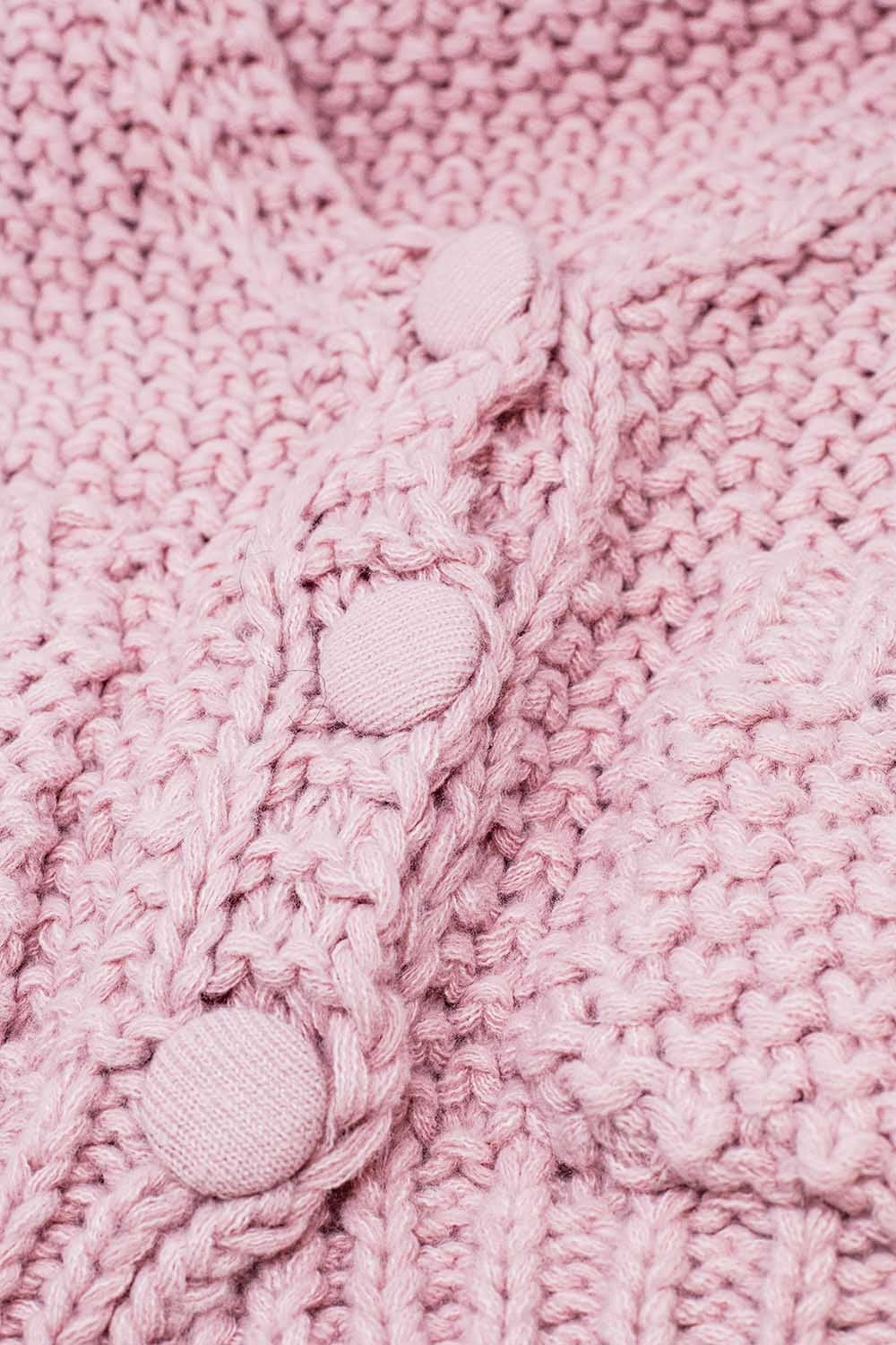 Casaco de malha volumoso cor-de-rosa de grandes dimensões com bolsos