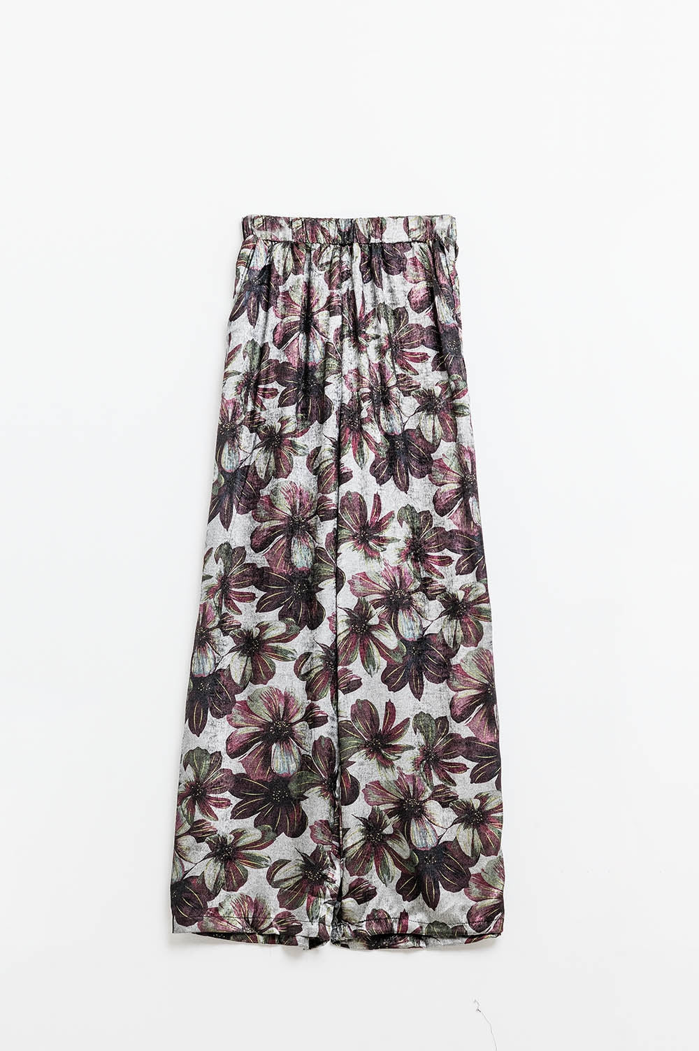 calças de perna larga com estampado floral