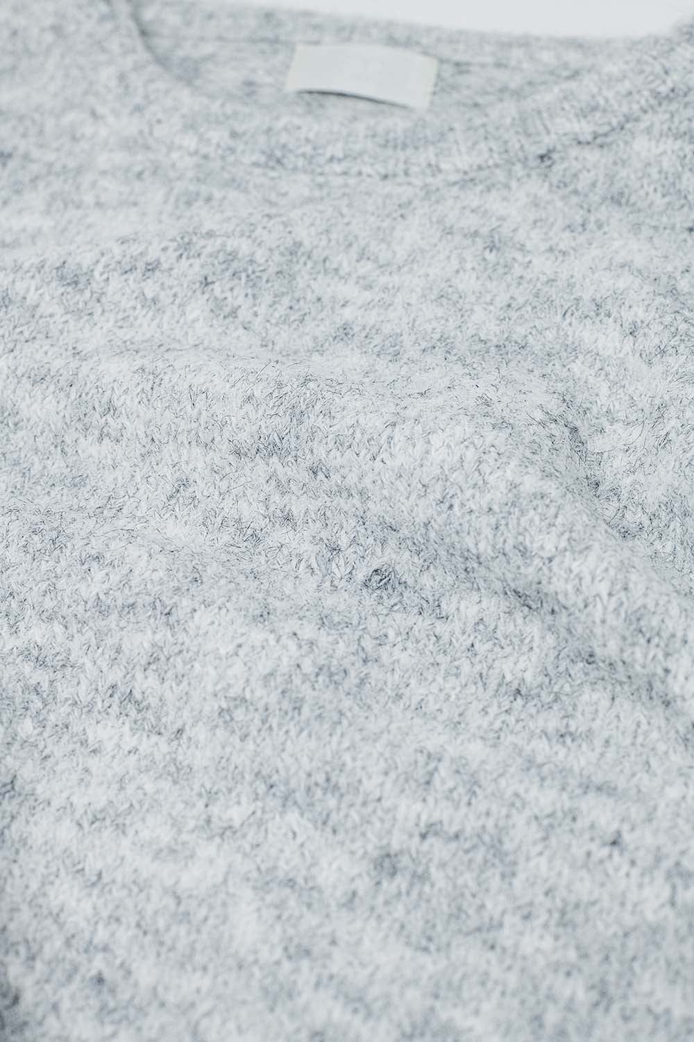 Camisola de manga balão aconchegante em cinzento claro
