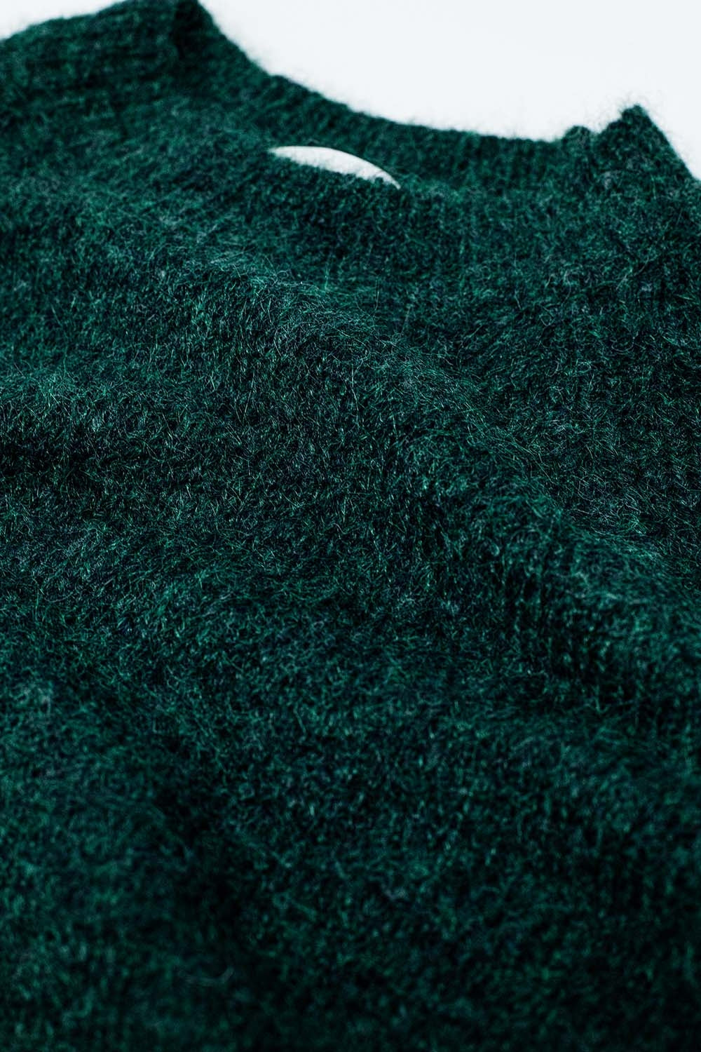 Camisola básica de malha com gola redonda em verde esmeralda