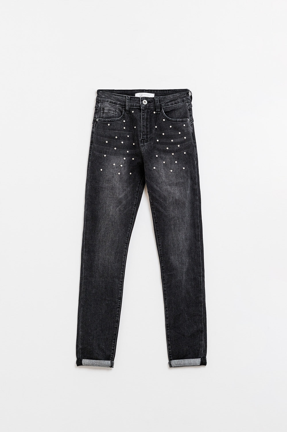 Calças de ganga skinny pretas com brilhantes