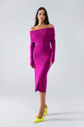 Vestido midi de malha Folover Badot em magenta