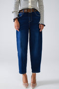 Calças de ganga de perna larga Mom Jeans em Mid Wash