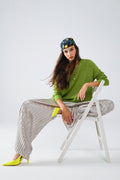 Camisola com gola redonda e manga comprida em verde azeitona