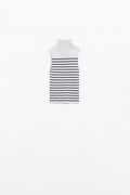 Camisola de tartaruga às riscas em cinzento claro
