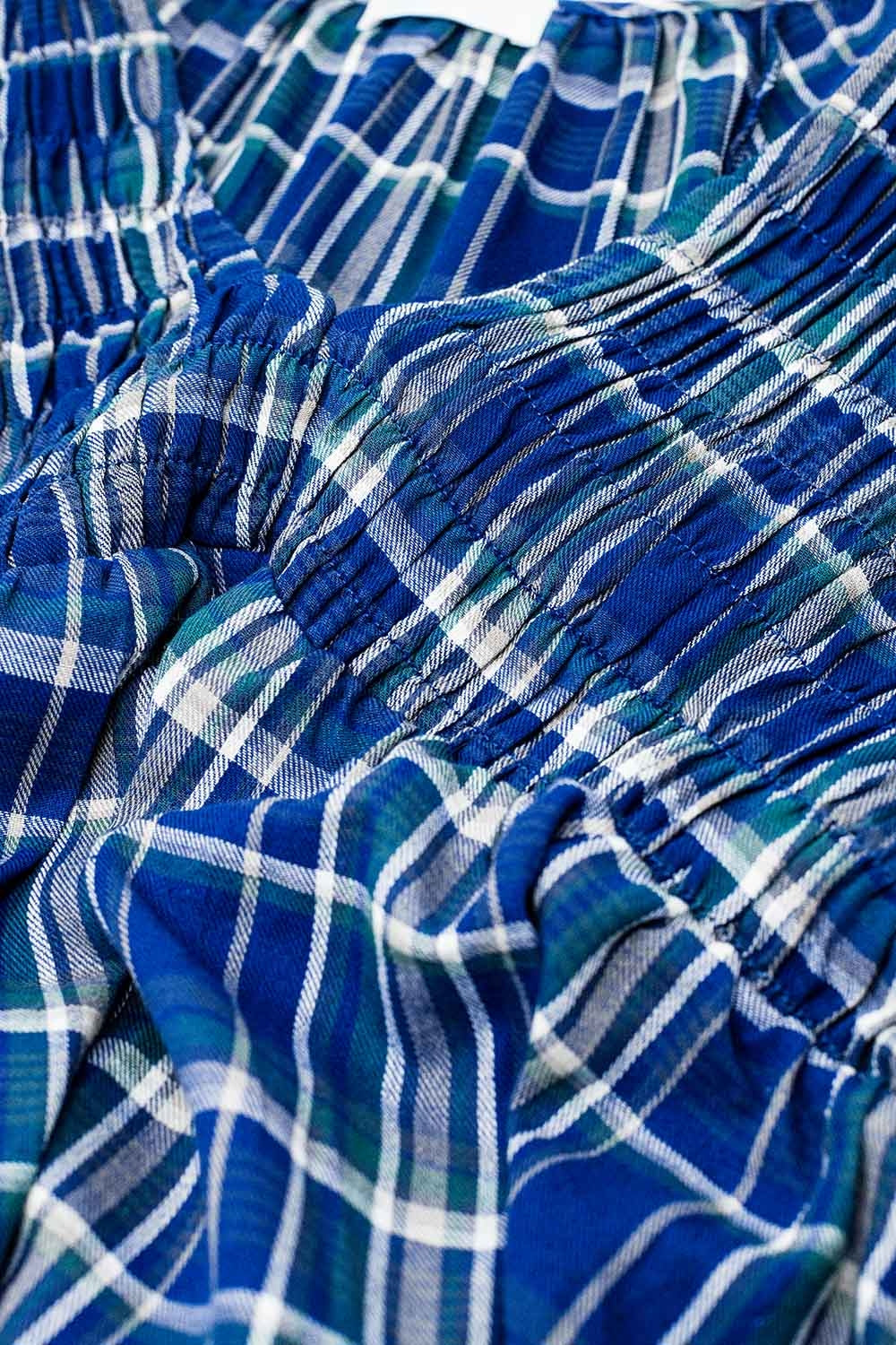 Camisa aos quadrados Babydoll em azul e verde