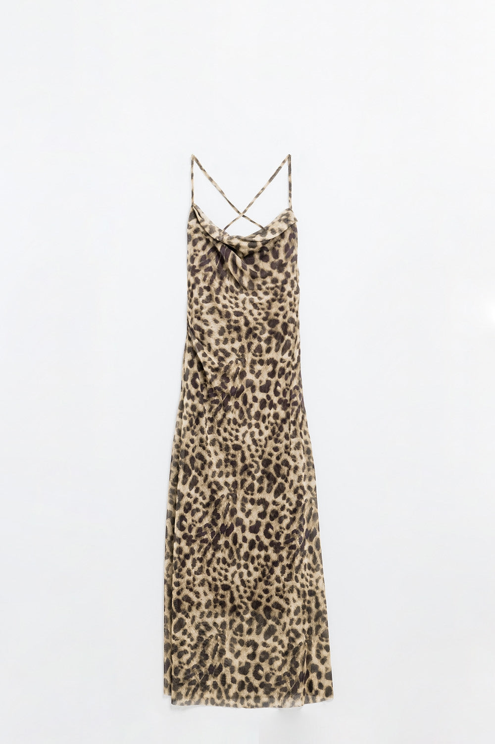 Vestido de alças de leopardo em tecido de malha